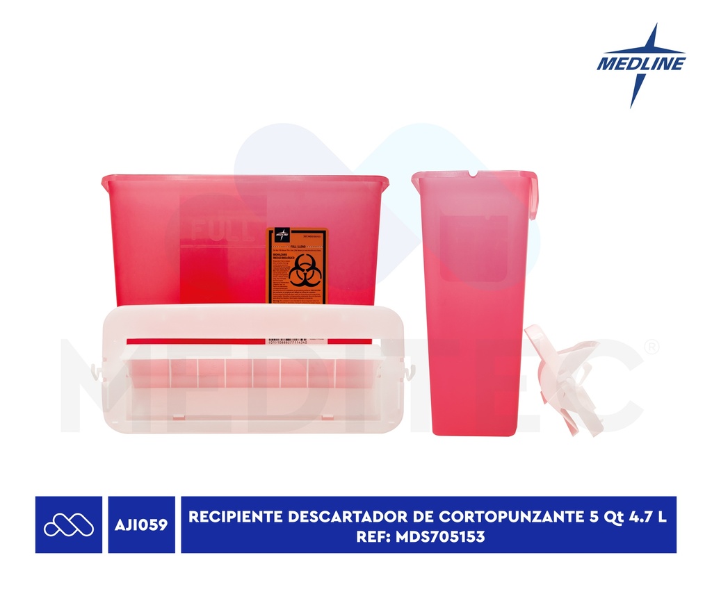 MEDLINE RECIPIENTE DESCARTADOR CORTOPUNZANTE 5 Qt 4.7 L REF: MDS705153***