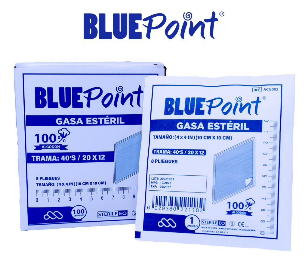 BLUEPOINT GASA ESTÉRIL 4x4 100% ALGODÓN TEJIDA