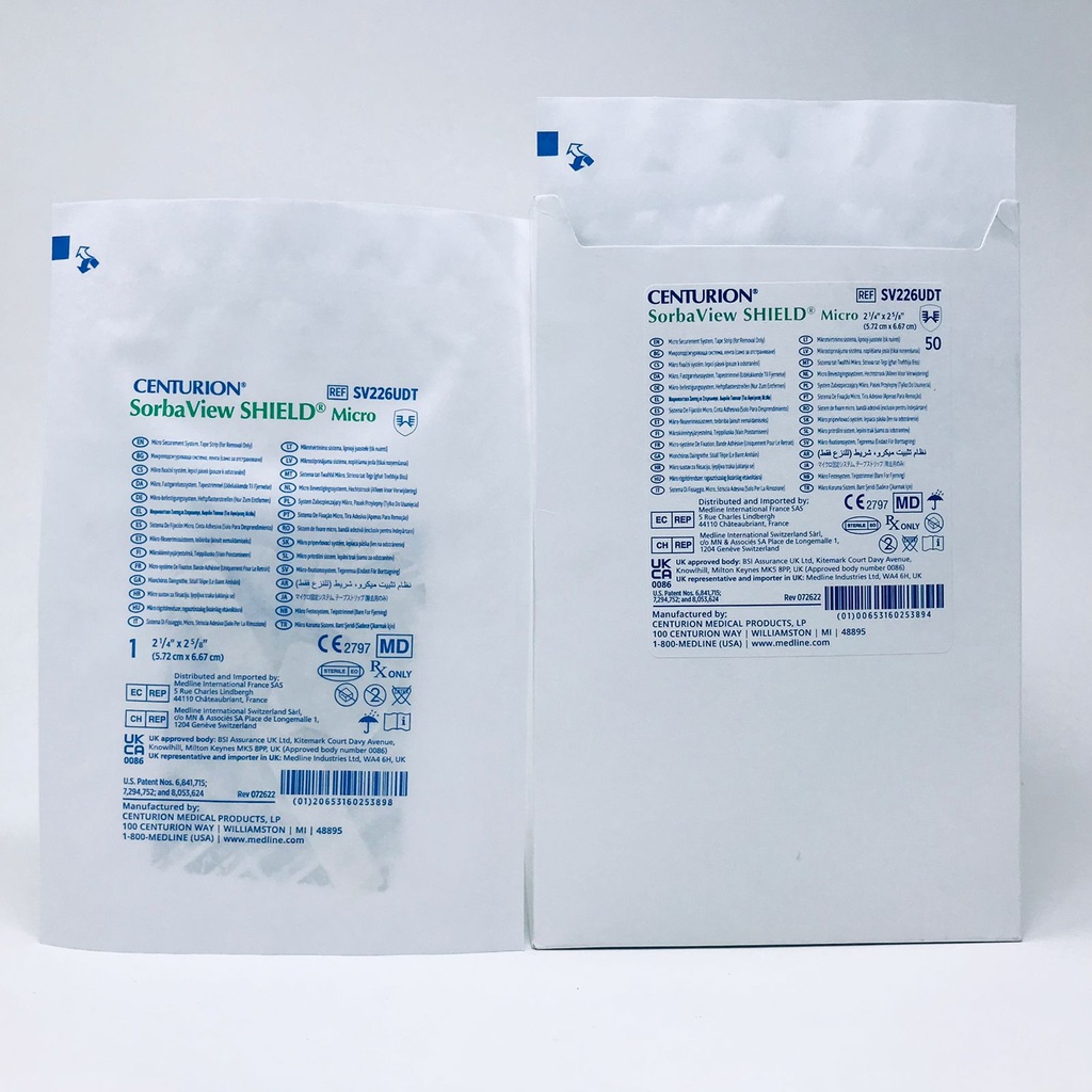 MEDLINE CENTURION FIJADOR DE CATÉTER CENTRAL MICRO 2.25" X 2.625" (5.72CM x 6.67CM) REF: SV226UDT