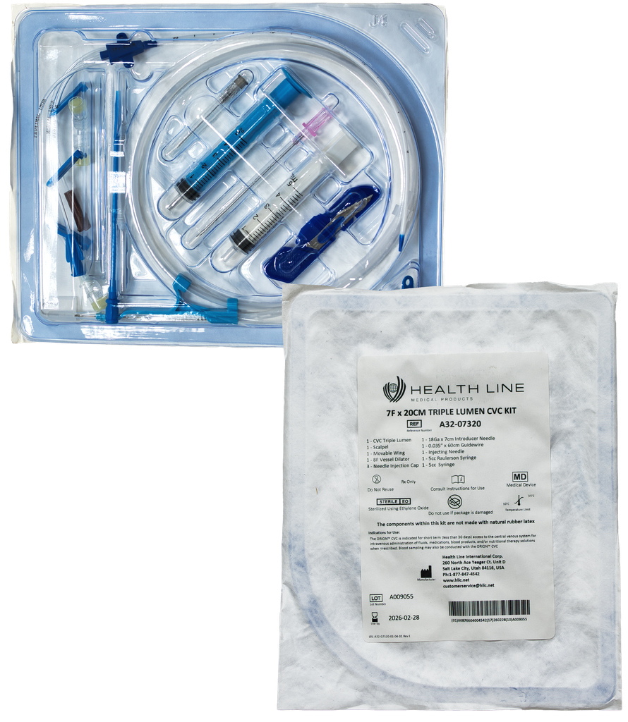 HEALTH LINE CATETER VENOSO CENTRAL TRIPLE LUMEN 7FR X 20CM REF/A32-07320