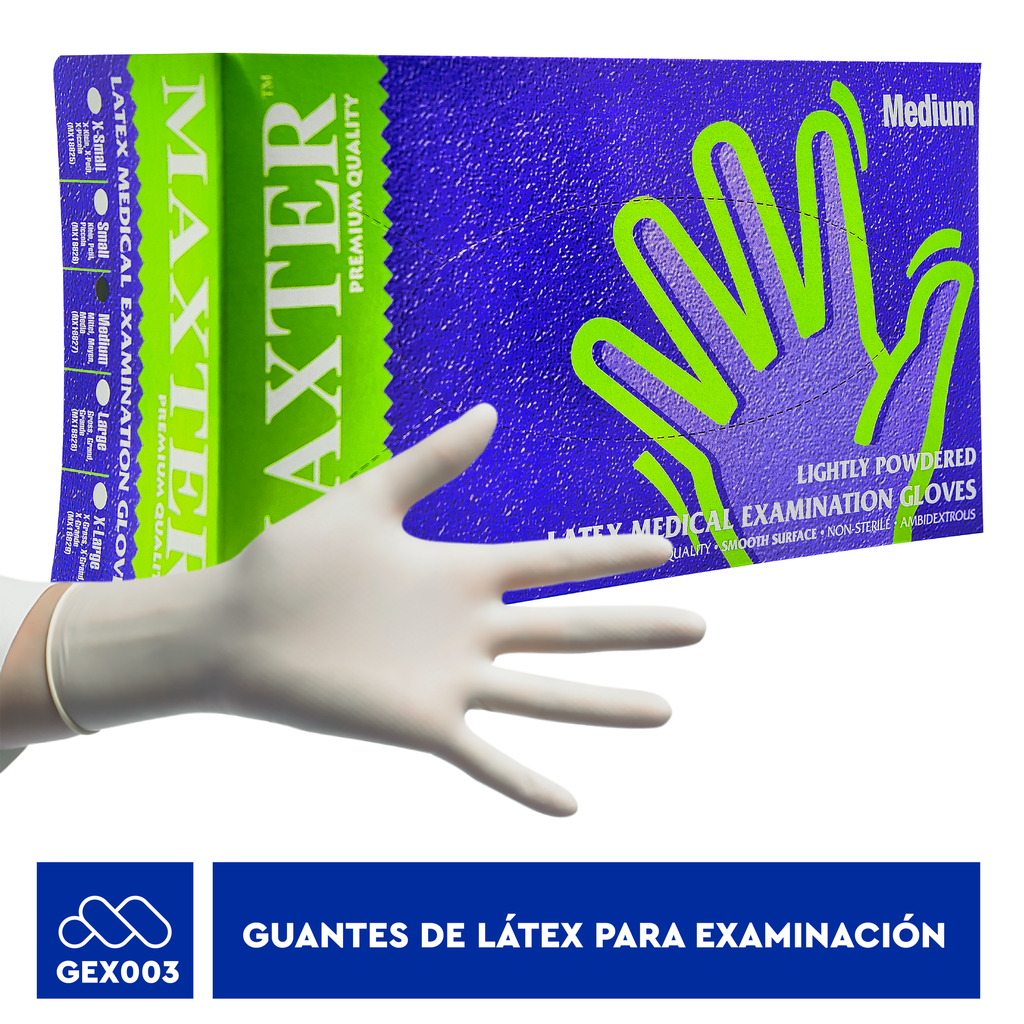 MAXTER GUANTES DE LATEX PARA EXAMINACION "M" REF : MX28827