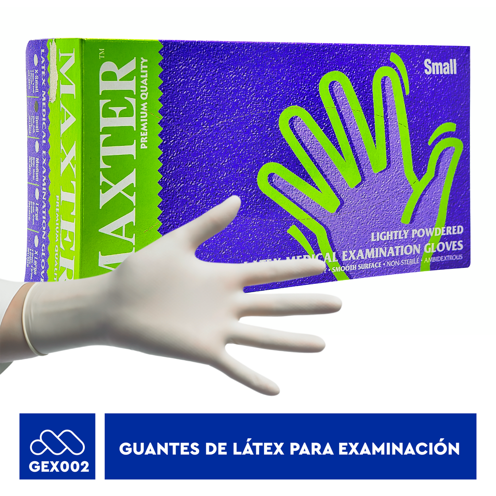MAXTER GUANTES DE LÁTEX PARA EXAMINACIÓN "S" REF: MX28826