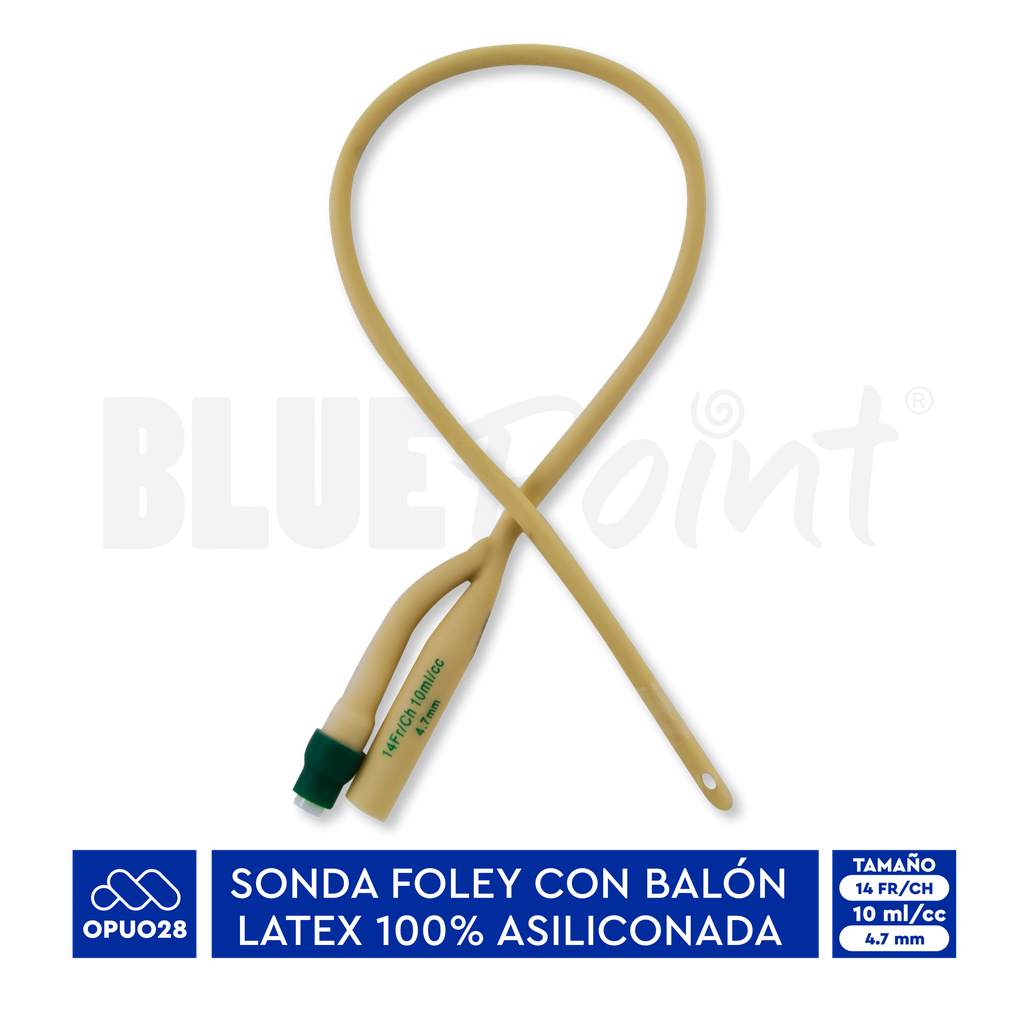 BLUEPOINT CATETER FOLEY ASILICONADO 2 VÍAS No. 14 FR CON PIVOTE