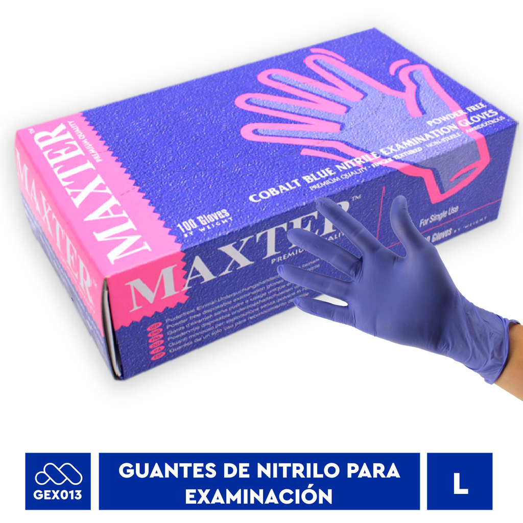 MAXTER GUANTES NITRILO PARA EXAMINACION "L"  AZUL REF: MX93778