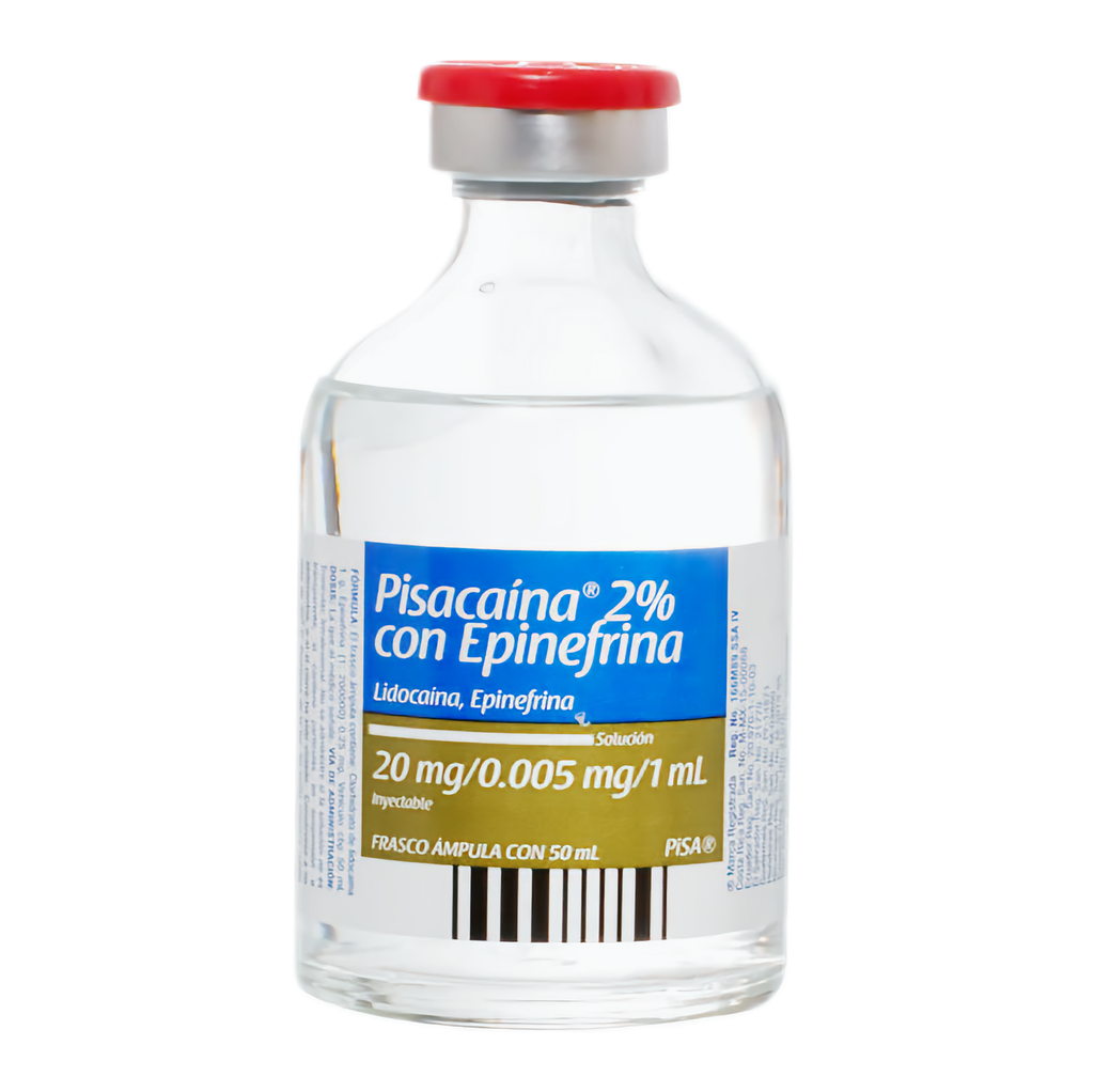 PISA PISACAINA 2% CON EPINEFRINA (LIDOCAINA, EPINEFRINA) 20MG/0.005MG/1ML X FCO 50ML