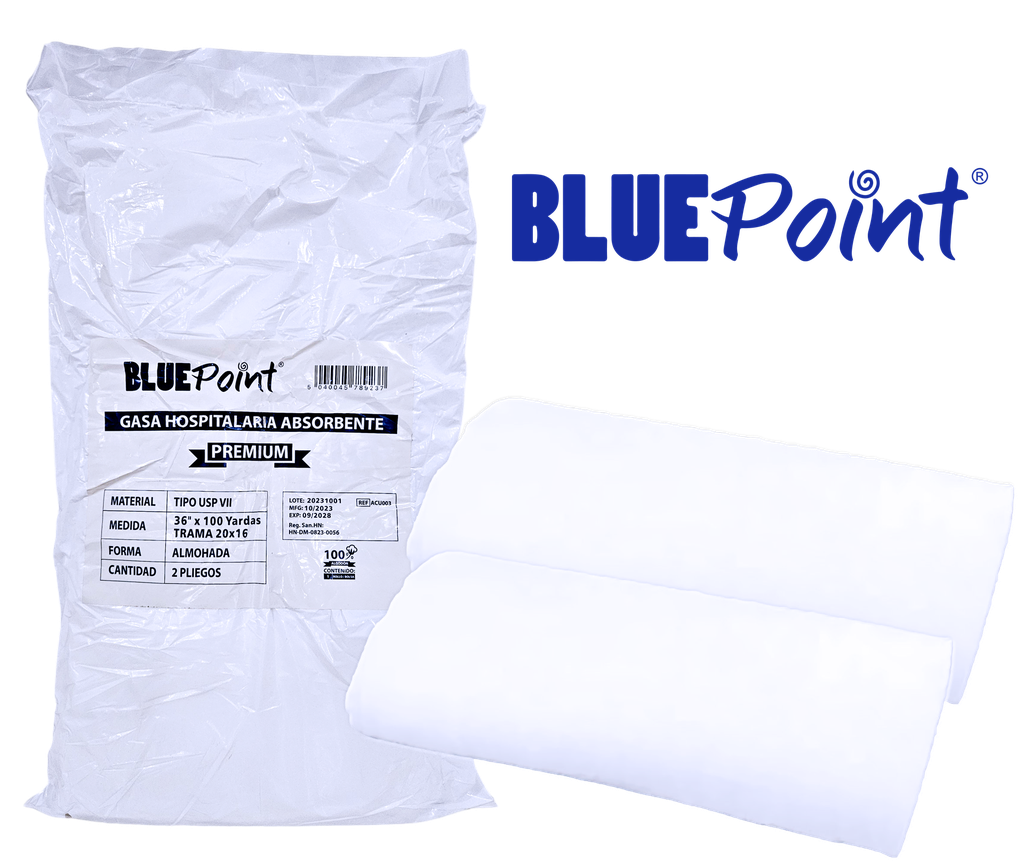 BLUEPOINT GASA HOSPITALARIA ABSORBENTE 36"x100 YARDAS, TRAMA 20X16