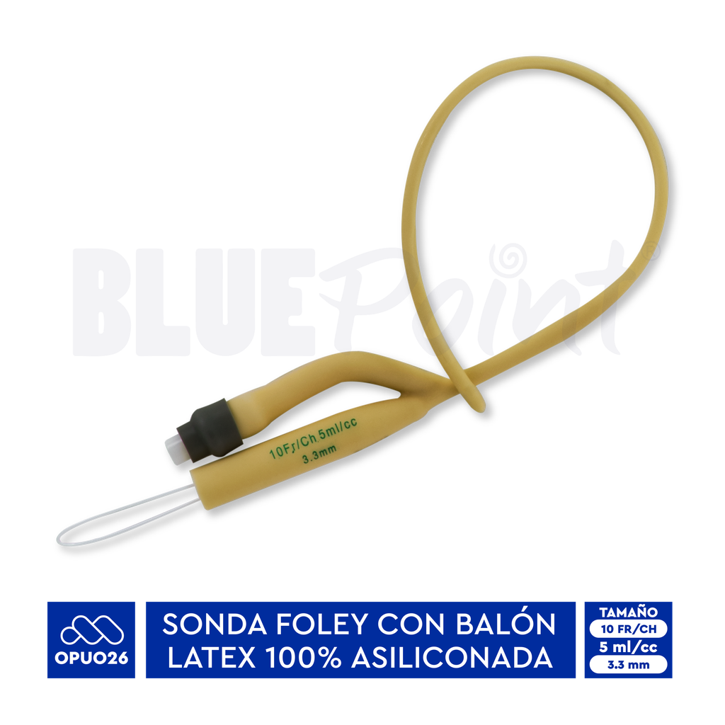 BLUEPOINT CATETER FOLEY ASILICONADO 2 VÍAS No. 10 FR CON PIVOTE