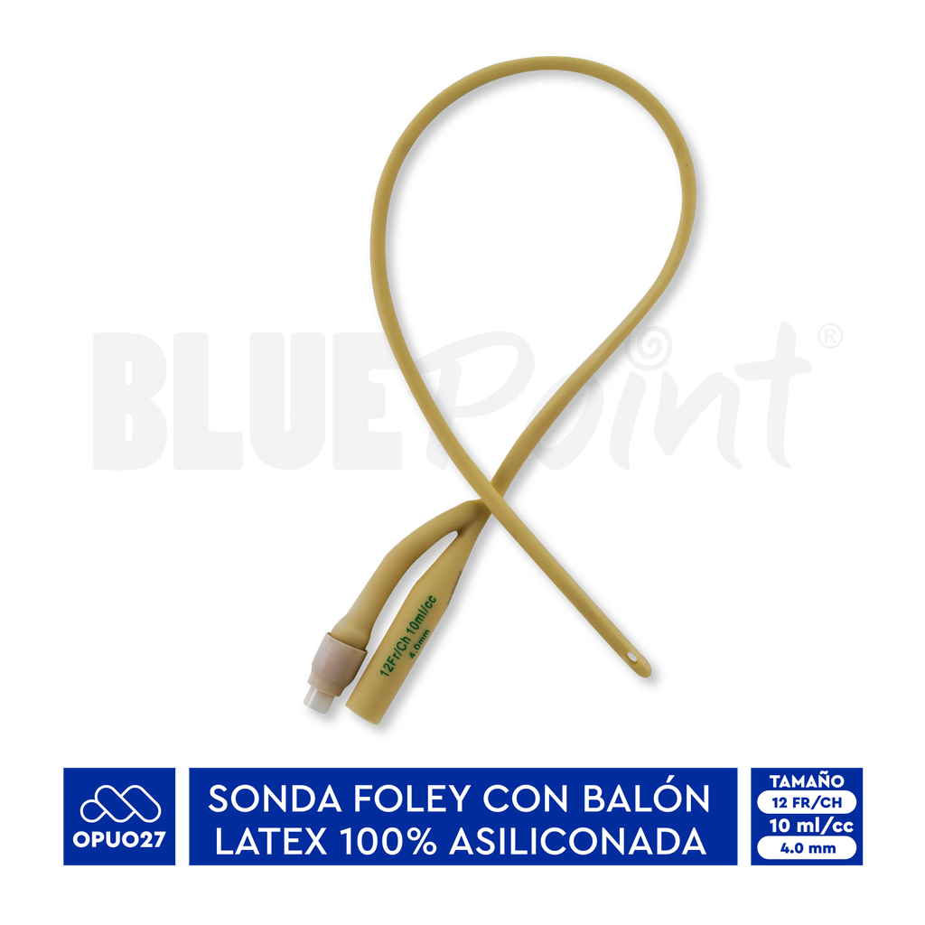BLUEPOINT CATETER FOLEY ASILICONADO 2 VÍAS No. 12 FR CON PIVOTE