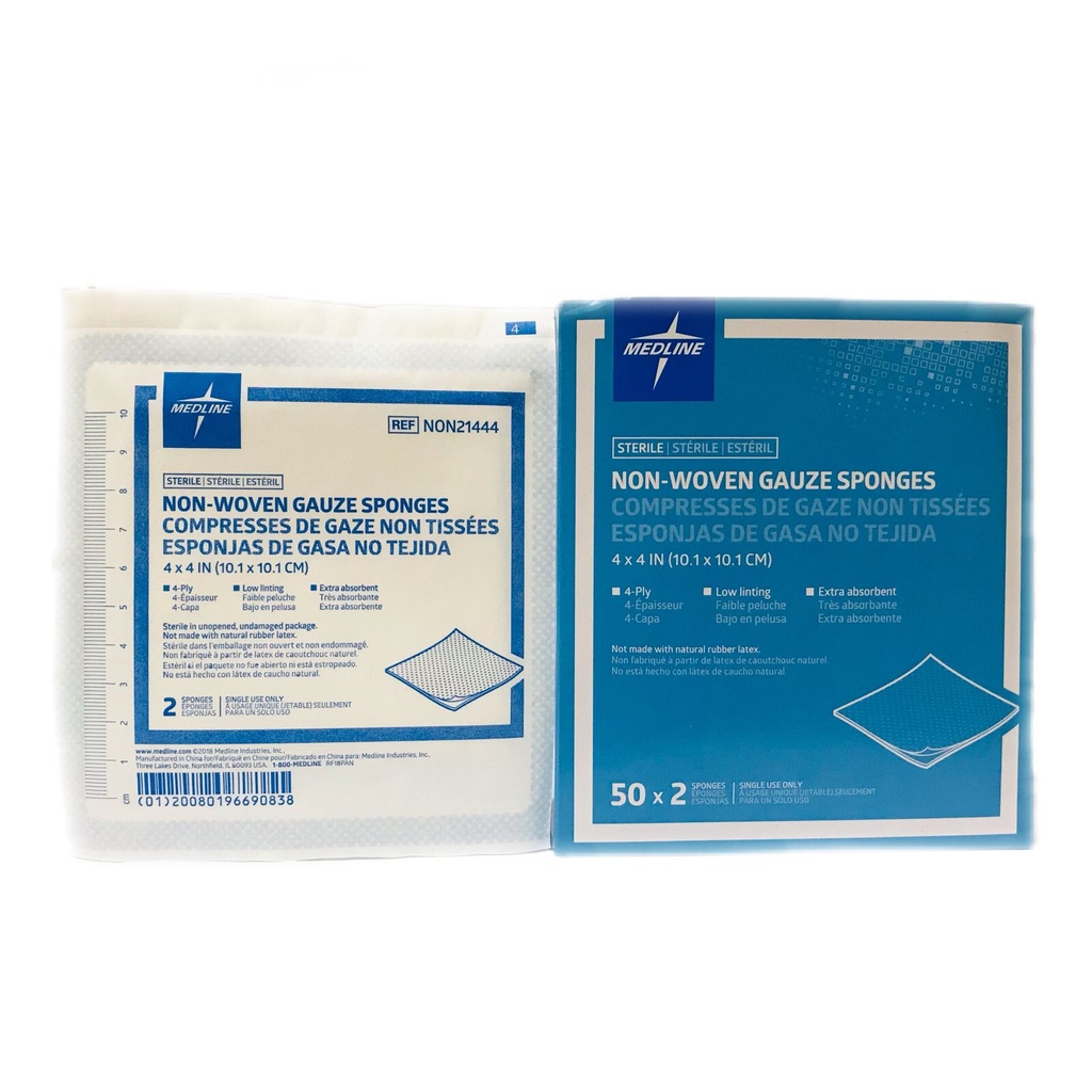 MEDLINE GASA NO TEJIDA ESTERIL 2x2 DOBLE PLIEGUE REF: NON21224