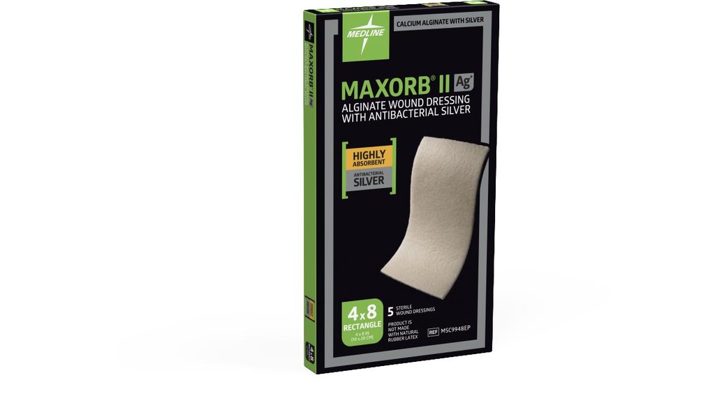 MEDLINE APOSITO DE ALGITANO DE PLATA MAXORB II 4" x 8´´ (10.16CM X 20CM) REF: MSC9948EP