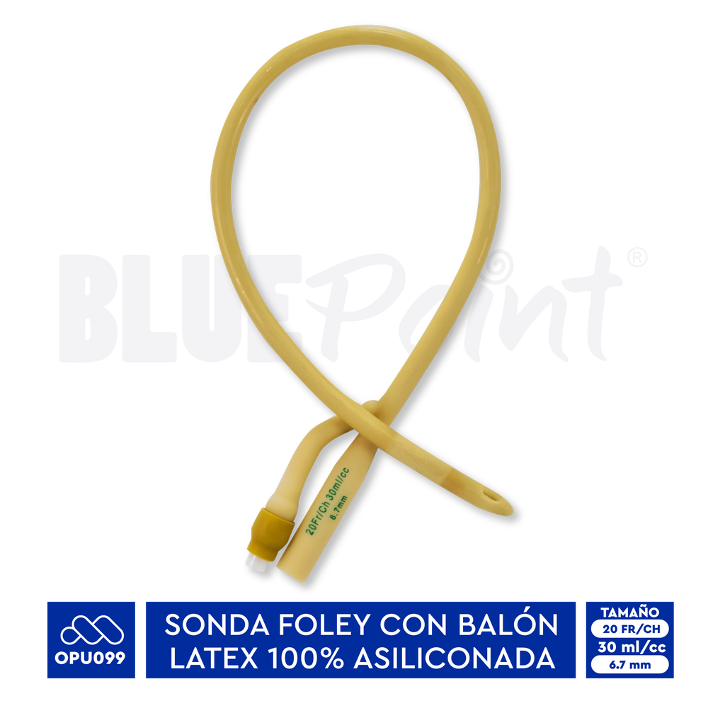 BLUEPOINT CATETER FOLEY ASILICONADO 2 VIAS No. 20FR 30ML CON PIVOTE C/B