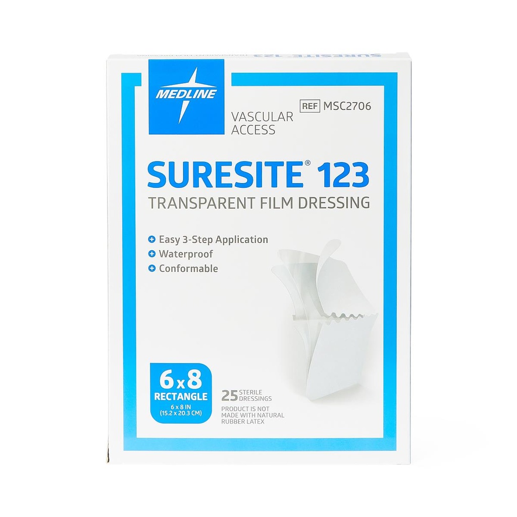 MEDLINE APÓSITO TRANSPARENTE + PAD SURESITE 123 (TIPO TEGADERM) 4" X 4.8" (10.2 X 12.2 CM) REF: MSC2605