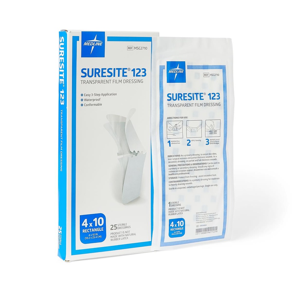 MEDLINE APOSITO DE PELICULA TRANSPARENTE SURESITE 123 4"X10" REF/MSC2710