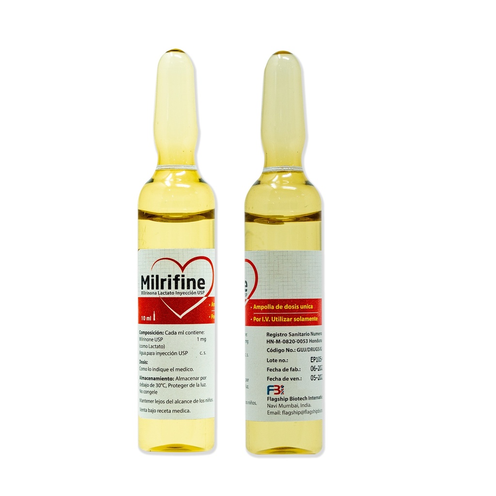 FLAGSHIP BIOTECH MILRIFINE (LACTATO MILRINONE 10mg/10ml I.V.) X FCO 10ML