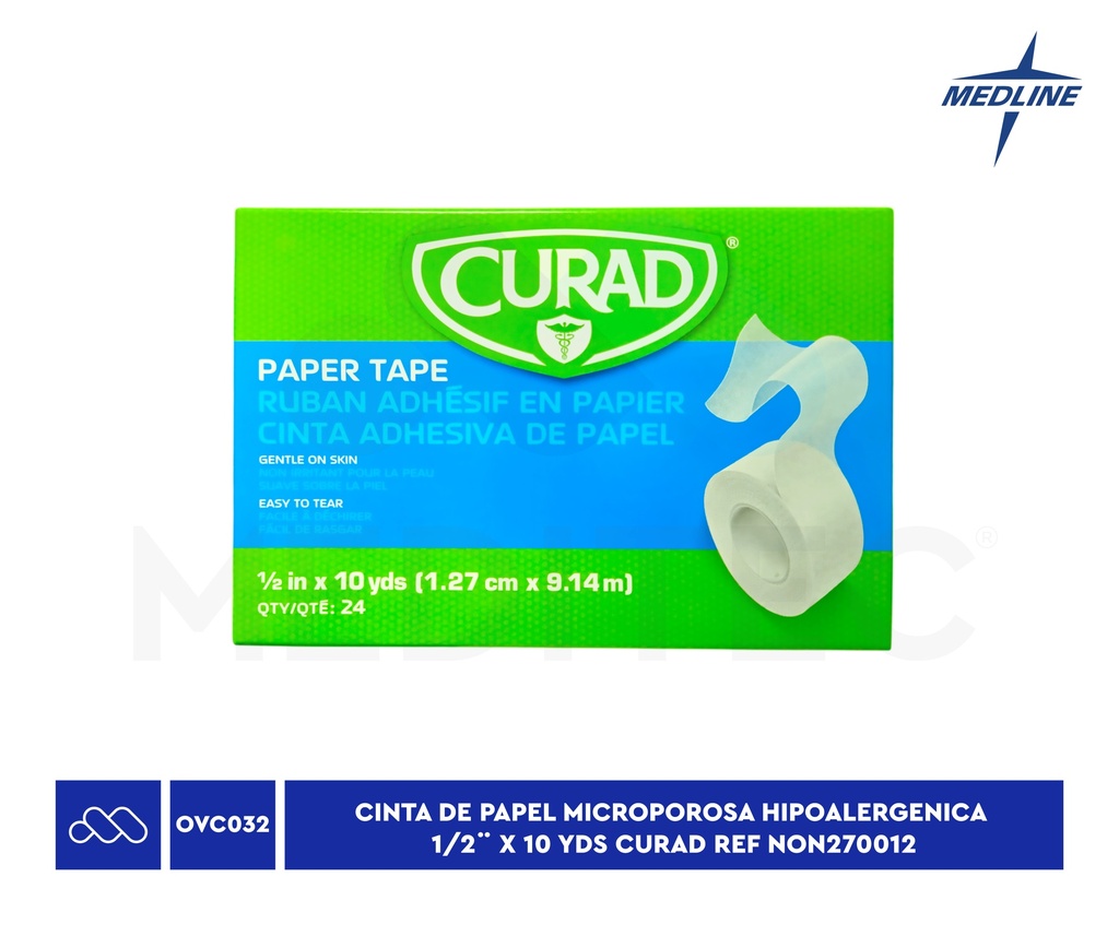MEDLINE CINTA DE PAPEL MICROPOROSA HIPOALERGENICA 1/2¨ X 10 YDS CURAD REF NON270012