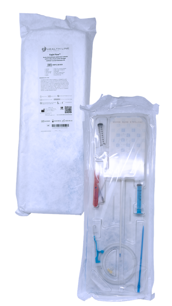 HEALTH LINE CATETER HEMODIALISIS DOBLE LUMEN CURVO 12FR x 20CM REF/ HMP-2-20-SCK