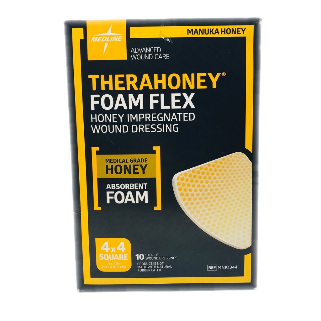 MEDLINE THERAHONEY FOAM FLEX APÓSITO PARA HERIDAS 4" X 4" (10.2 X 10.2 CM) REF: MNK1344