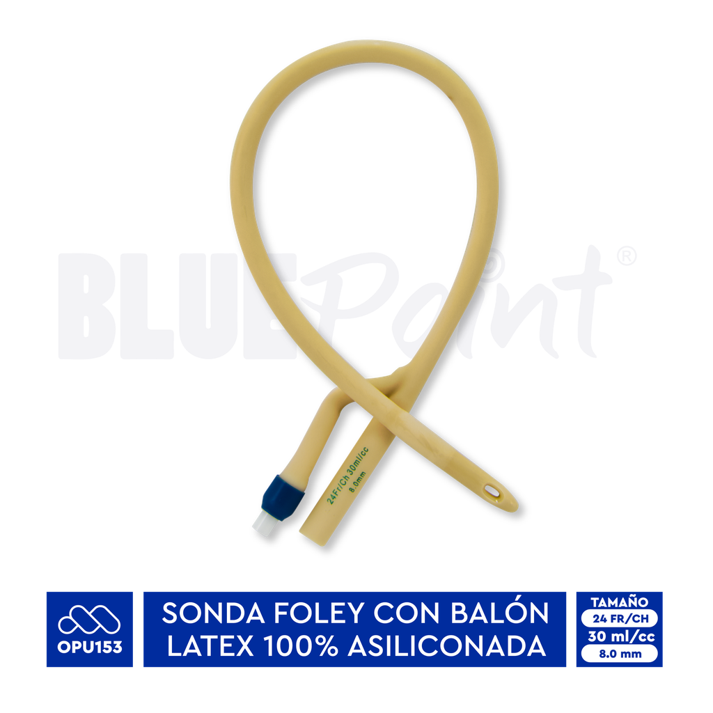 BLUEPOINT CATETER FOLEY ASILICONADO 2 VÍAS No. 24 FR CON PIVOTE